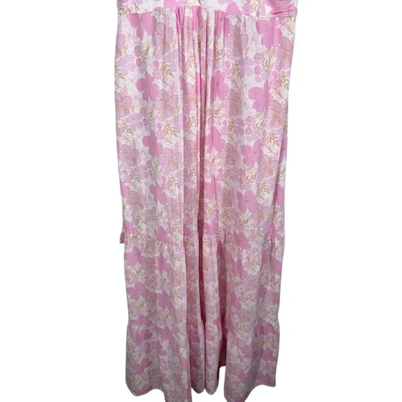 LEALLO Janis Pink Floral Cotton Gauze Maxi Cottagecore‎ Boho Resort small - Picture 4 of 14